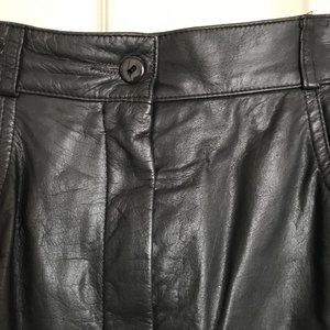 Vintage Black Leather Pencil Skirt - Waist 26"